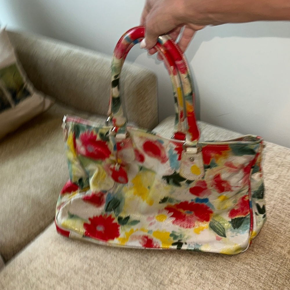 Jacono Made in Italy Floral Leather Tote Bag